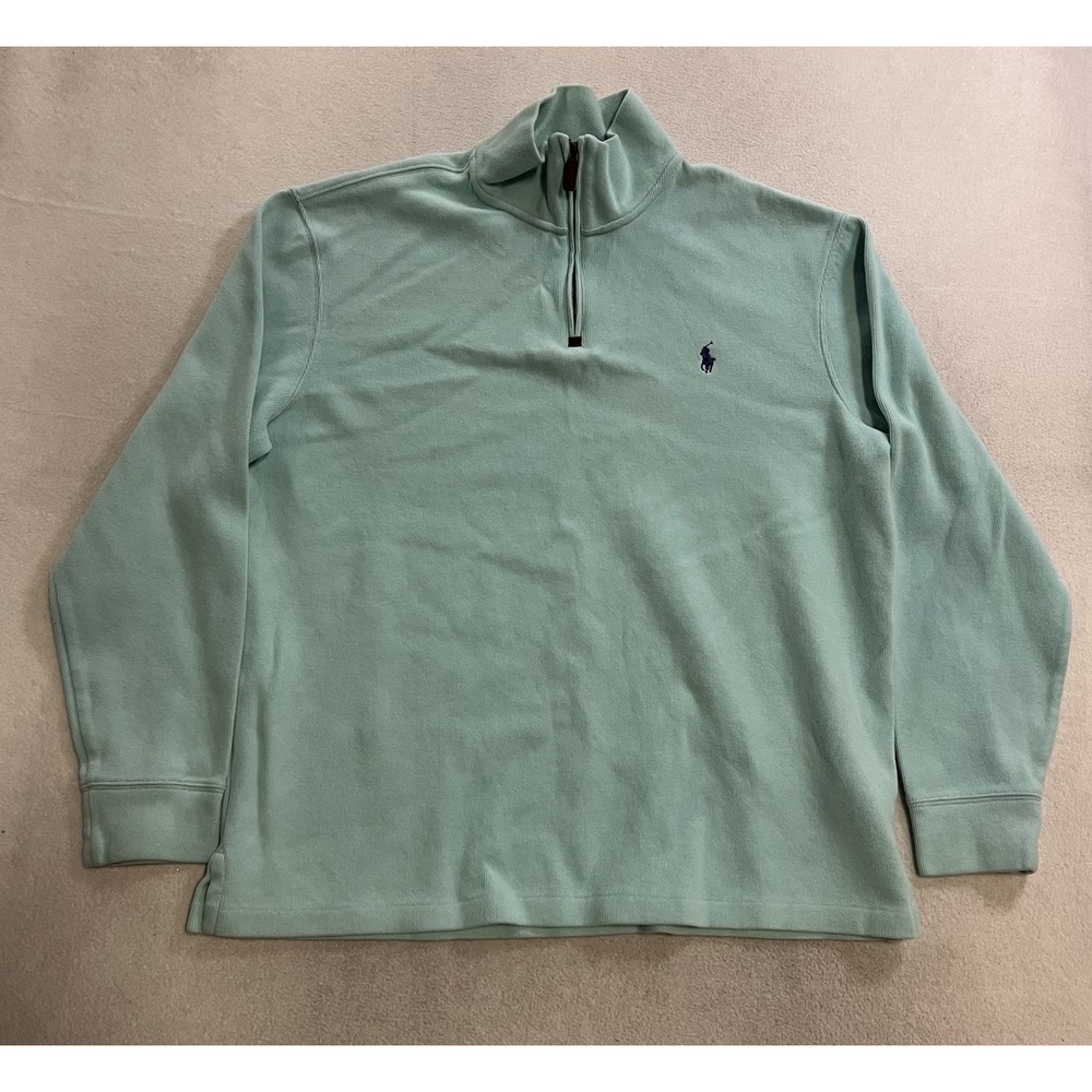 Polo Ralph Lauren 1/4 Zip Pullover Men's XL Teal Blue Long Sleeve Sweatshirt